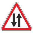 Дорожный знак 1.21 «Двустороннее движение» (металл 0,8 мм, I типоразмер: сторона 700 мм, С/О пленка: тип А инженерная)